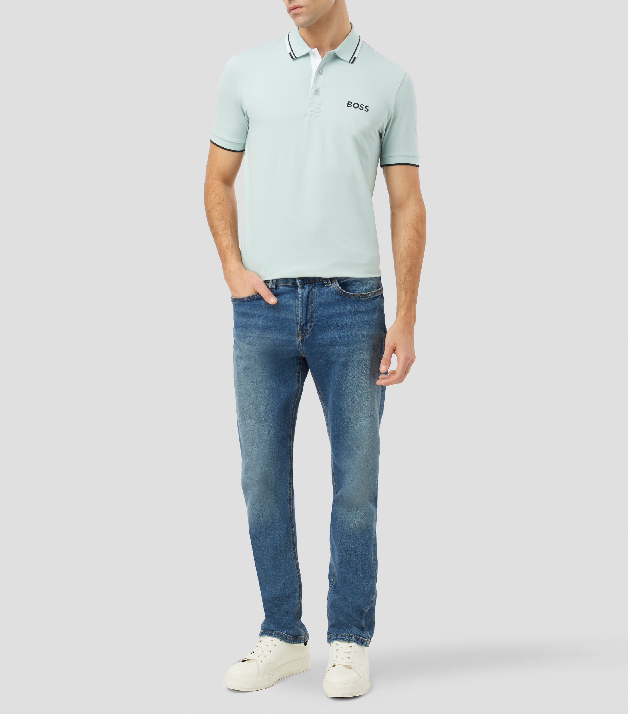 Playera tipo polo manga corta lisa Hombre